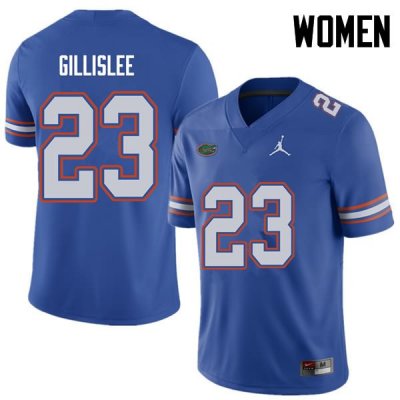 Women's Florida Gators #23 Mike Gillislee NCAA Jordan Brand Royal Authentic Stitched College Football Jersey QHP8262UR